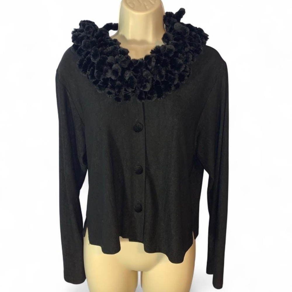Staley Gretzinger loop collar black cardigan artsy pheobe buffay whimsy small